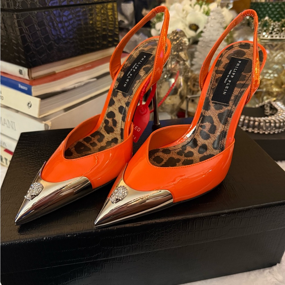 Philip Plein orange heels absolutely gorgeous!! Brand new never worn!